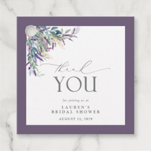 Elegant Lavender Floral Watercolor Bridal Shower Favour Tags