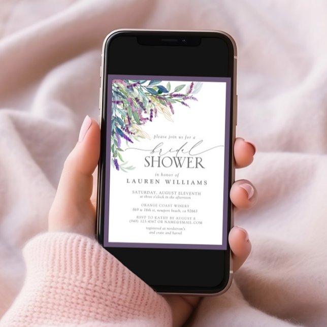 Elegant Lavender Floral Watercolor Bridal Shower Invitation (Creator Uploaded)
