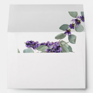 Elegant Lavender Floral Watercolor Eucalyptus Envelope