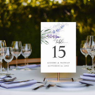 Elegant Lavender Floral Watercolor Wedding Table Number