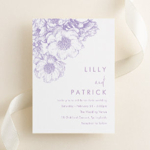Elegant Lavender Floral Wedding Invitation