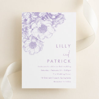 Elegant Lavender Floral Wedding Invitation