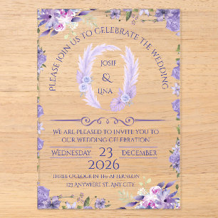 Elegant Lavender Floral Wedding Invitation