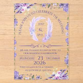 Elegant Lavender Floral Wedding Invitation