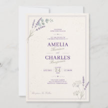 Elegant Lavender Floral Wedding Invitation
