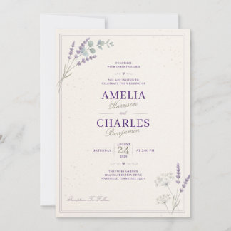 Elegant Lavender Floral Wedding Invitation