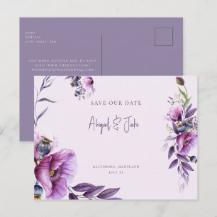 Elegant Lavender Floral Wedding Save Date Postcard