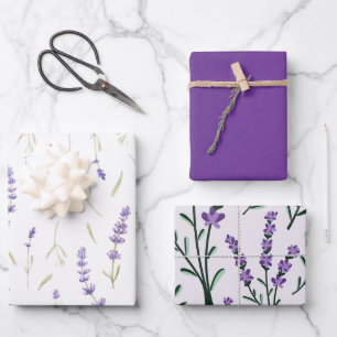Elegant Lavender Floral Wrapping Paper Sheet