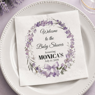 Elegant Lavender Floral Wreath Baby Shower Napkin
