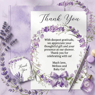 Elegant Lavender Floral Wreath Thank You Enclosure Card