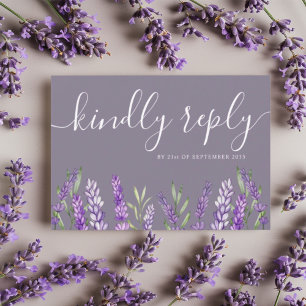 Elegant Lavender & Foliage RSVP Wedding Card
