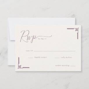 Elegant Lavender Geometric Brackets RSVP Card