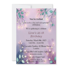 Elegant Lavender Glow Fairy Lights Birthday Party 