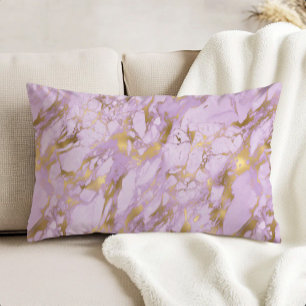 Elegant Lavender Gold Marble Decorative Cushion