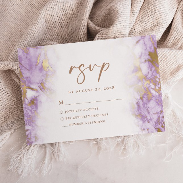 Elegant Lavender Gold Marble RSVP (Creator Uploaded)