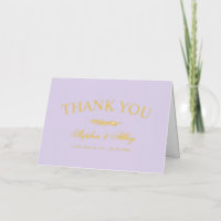 Elegant Lavender & Gold Wedding Thank You
