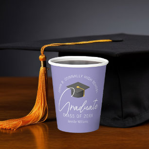 Elegant Lavender Graduate Custom Graduation Party Paper Cups