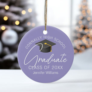 Elegant Lavender Graduation Photo Personalized Ceramic Ornament