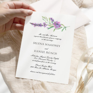 Elegant Lavender Greenery Violet Wedding Invitation
