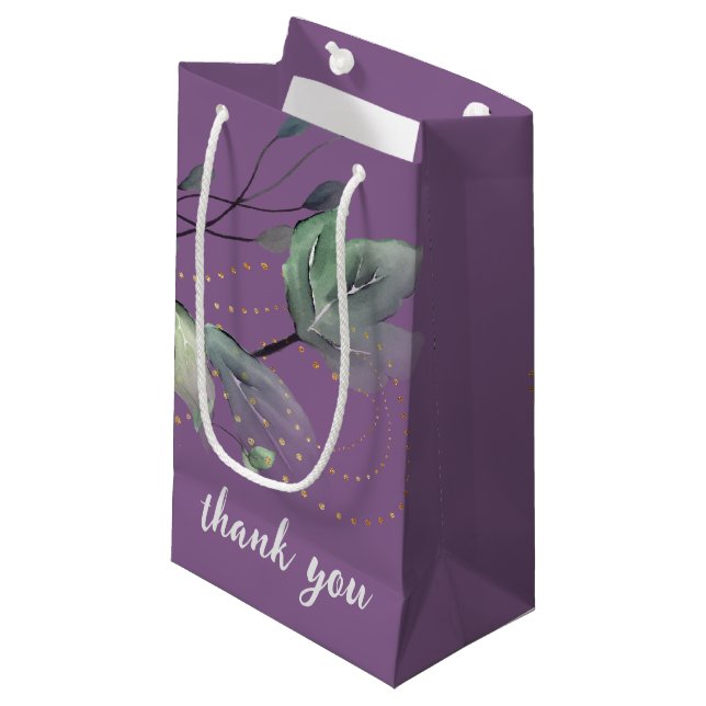 Elegant Lavender Greenery Wedding Favour Gift Bag (Front Angled)