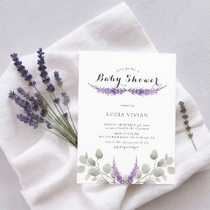 Elegant Lavender Greeny Eucalyptus Baby Shower Invitation