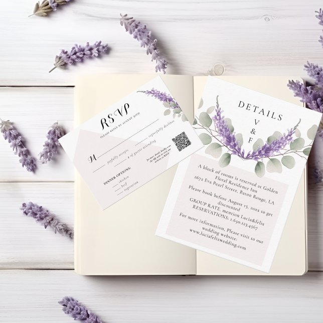 Elegant Lavender Greeny Eucalyptus Leave RSVP Card (Creator Uploaded)