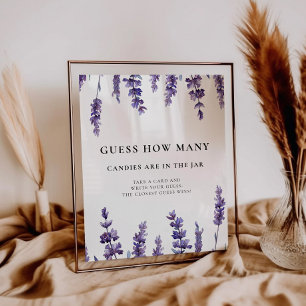 Elegant lavender Guess how many Baby shower game Poster