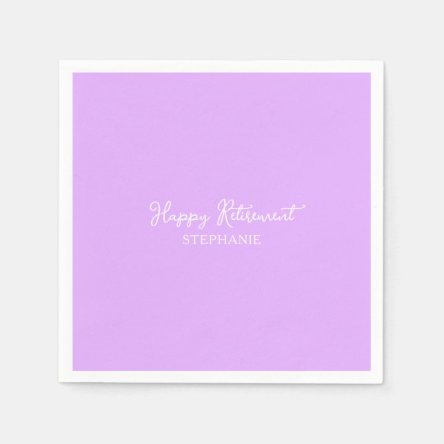 Elegant Lavender Happy Retirement Napkin (Front)