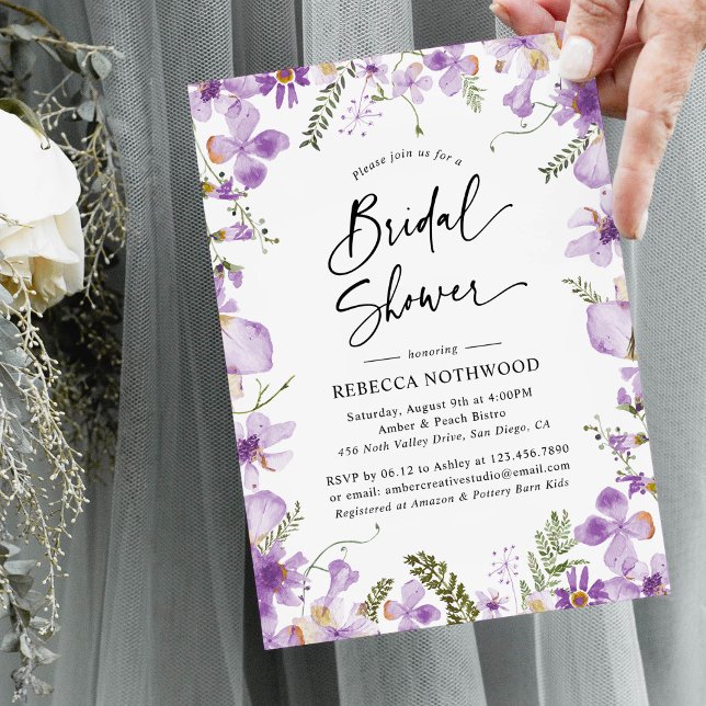 Elegant Lavender Lilac Florals Bridal Shower Invitation (Creator Uploaded)
