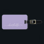 Elegant Lavender Lilac Script Name Personalised   Luggage Tag<br><div class="desc">Elegant Lavender Lilac Script Name Personalised Luggage Tag</div>