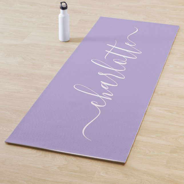 Elegant Lavender Lilac Script Name Personalised  Yoga Mat (In Situ)