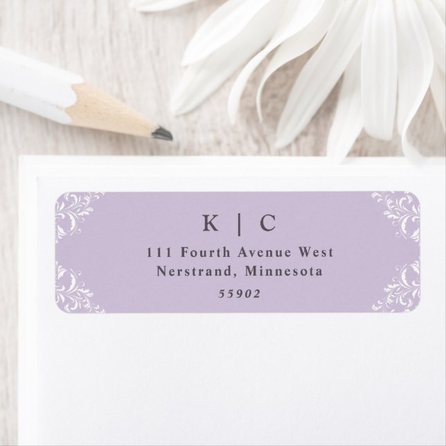 Elegant Lavender Lilac Wedding Return Address Return Address Label (Insitu)