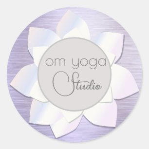 Elegant Lavender Lotus OM Business Logo Classic Round Sticker