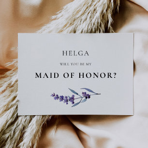 Elegant Lavender Maid of Honour Proposal Card