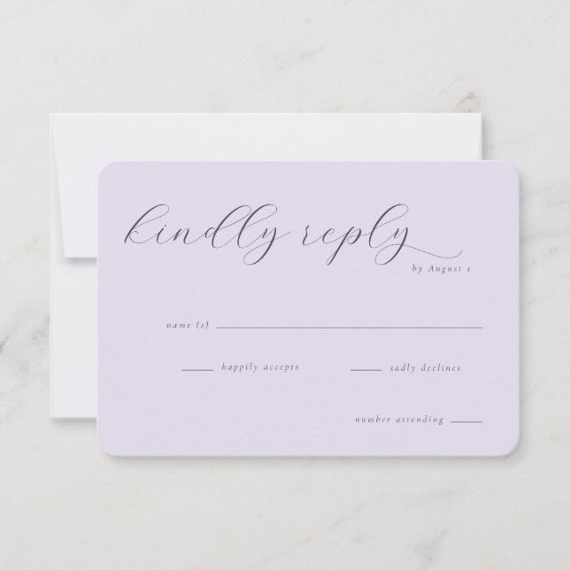 Elegant Lavender Minimalist Response Card (Front)