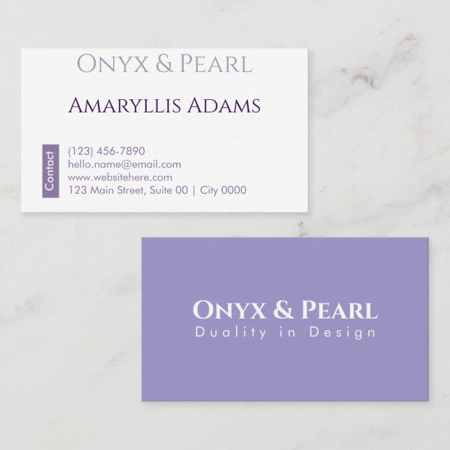 Elegant Lavender Minimalist Timeless Jewellery Cal Business Card (Front/Back)
