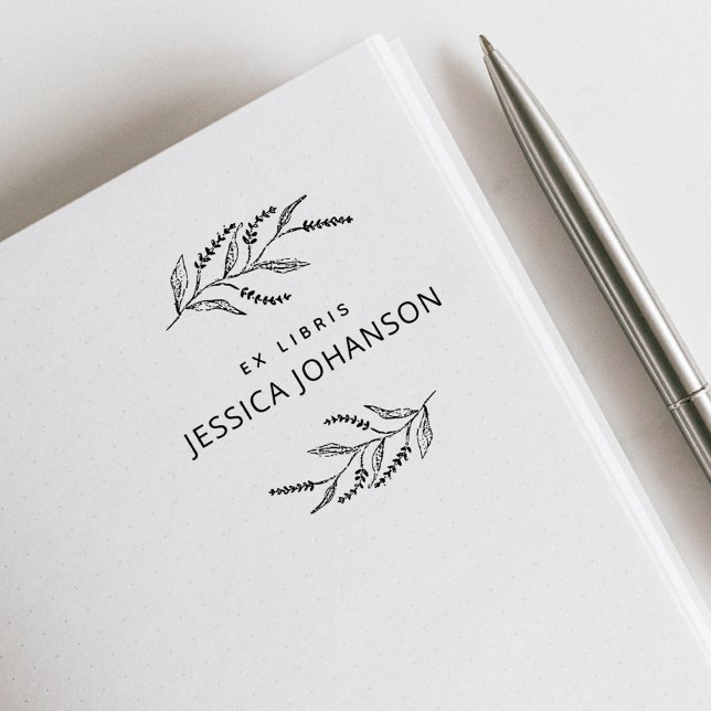  Elegant Lavender Modern Botanical Ex Libris Book Rubber Stamp (Creator Uploaded)