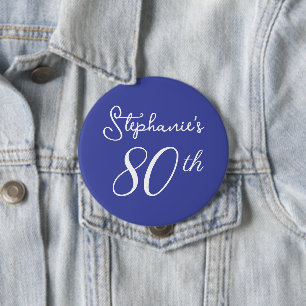 Elegant Lavender Monogram 80th Birthday Party 10 Cm Round Badge