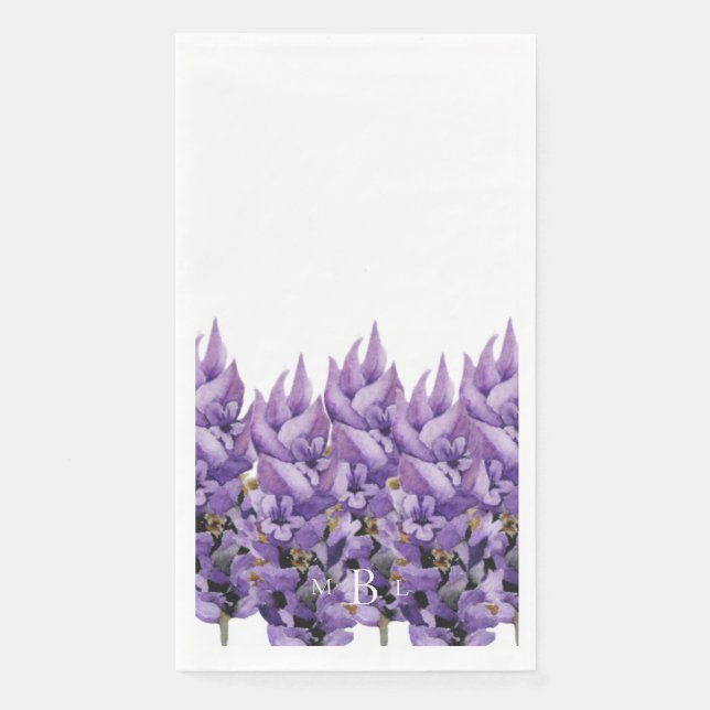Elegant Lavender Monogram  Napkin (Front)