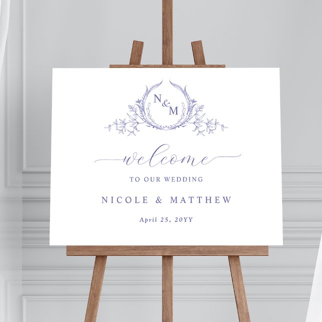 Elegant Lavender Monogrammed Wedding Welcome Sign (Creator Uploaded)