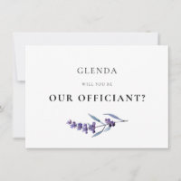 Elegant Lavender Officiant Proposal Card