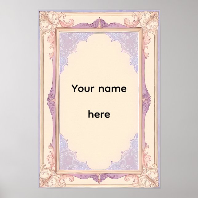 Elegant Lavender Ornate Vintage Frame Poster (Front)