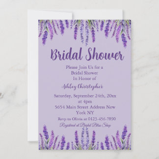 Elegant Lavender Purple Bridal Shower Invitation