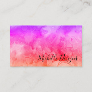 Elegant Lavender Purple Coral Orange Watercolor Business Card
