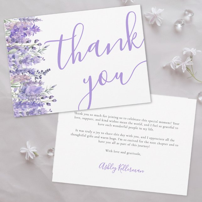 Elegant Lavender Purple Floral Bridal Shower Thank You Card (Elegant Lavender Purple Floral Bridal Shower Thank You Card)