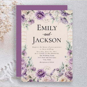 Elegant Lavender Purple Floral Wedding Invitation