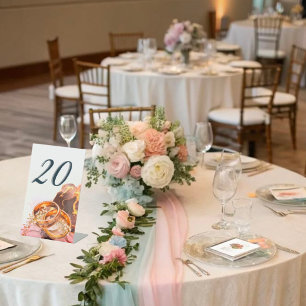  Elegant Lavender Purple Floral Wedding Table Numb Pedestal Sign