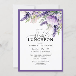 Elegant Lavender Purple Flowers Bridal Luncheon Invitation