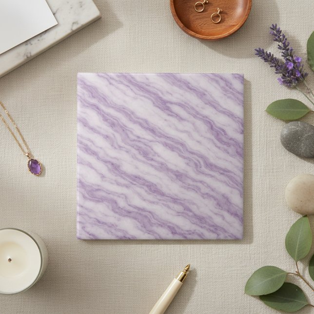 Elegant Lavender Purple Marble - Luxurious Swirl Ceramic Tile (Creator Uploaded)