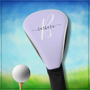 Elegant Lavender Purple Monogram Initial Name * Golf Head Cover